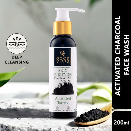 Good Vibes Activated Charcoal Skin Purifying Face Wash | Anti- Pollution, Removes Dirt (200 ml) - Good Vibes