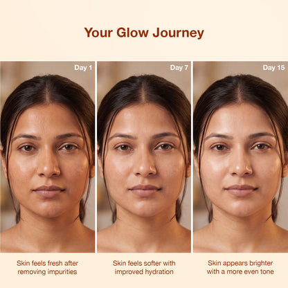 Good Vibes All Day De-Tan Glow Kit | Ubtan for Instant Glow & De-Tan Care kit | for Bright, Even & Tan-Free Skin | SPF 50 Sun Protection | Complete Daily Ubtan Ritual| All Skin Types Pack of 6 - Good Vibes image 5