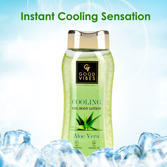 Good Vibes Aloe Vera Cooling Gel Body Lotion (210 ml) | Instant Cooling Sensation | Non Sticky Comfort - Good Vibes image 2