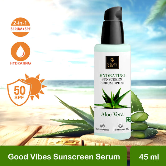 Good Vibes Aloe Vera Hydrating Sunscreen Serum SPF50 (45 ml) - Good Vibes