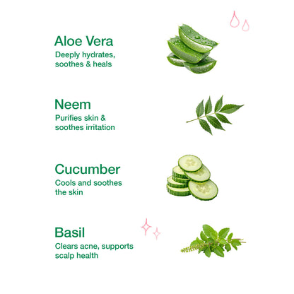 Good Vibes 99% Natural Aloe Vera Multipurpose Gel with Cucumber, Neem & Tulsi |Hydrating & Nourishing| Soothing & Refreshing | Fades Acne Marks & Blemishes | For Face, Hair & Body | Cooling & Non-Sticky Formula – 200 gm - Good Vibes image 5
