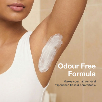 Good Vibes Aloe Vera Ultra Smooth Hair Removal Cream | Quick & Painless Hair Removal | Smooth, Bump-Free Skin | Nourishing, Non-Irritating Formula | 3-Minute Hair Removal | For Sensitive Skin | Body | Legs, Underarms & Arms | 100 gm - Good Vibes image 4