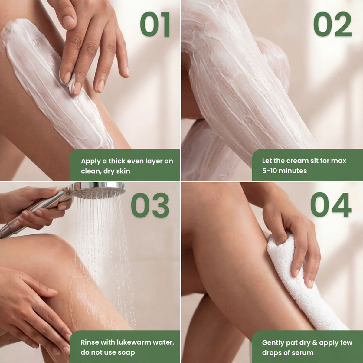Good Vibes Aloe Vera Ultra Smooth Hair Removal Cream | Quick & Painless Hair Removal | Smooth, Bump-Free Skin | Nourishing, Non-Irritating Formula | 3-Minute Hair Removal | For Sensitive Skin | Body | Legs, Underarms & Arms | 100 gm - Good Vibes image 5