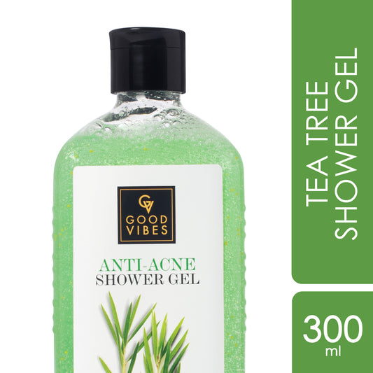 Good Vibes Tea Tree Anti-Acne Shower Gel, With Rosemary Leaf Oil | (Body Wash) Anti-Bacterial | Certified Fragrance (300 ml) - Good Vibes