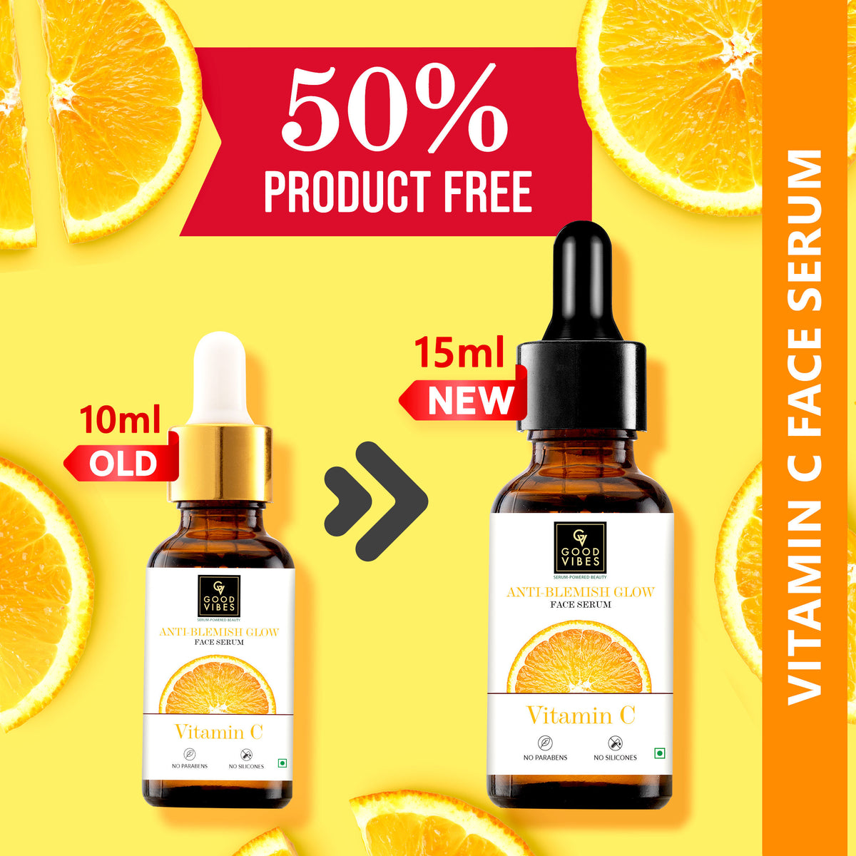 Good Vibes Anti-Blemish Glow Vitamin C Face Serum | Free 50% Product Extra | Brightens skin, Light, Non- Sticky |15 ml - Good Vibes