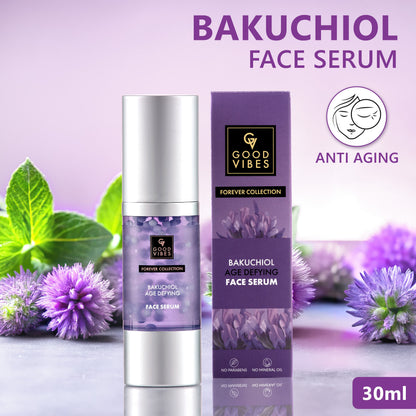 Good Vibes Age Defying Bakuchiol Night Face Serum | Forever Collection |Calms skin, Natural Retinol, Anti ageing I No Parabens, No Mineral Oils, No Sulphates, No Animal Testing, No Silicone, Vegan (30 ml) - Good Vibes