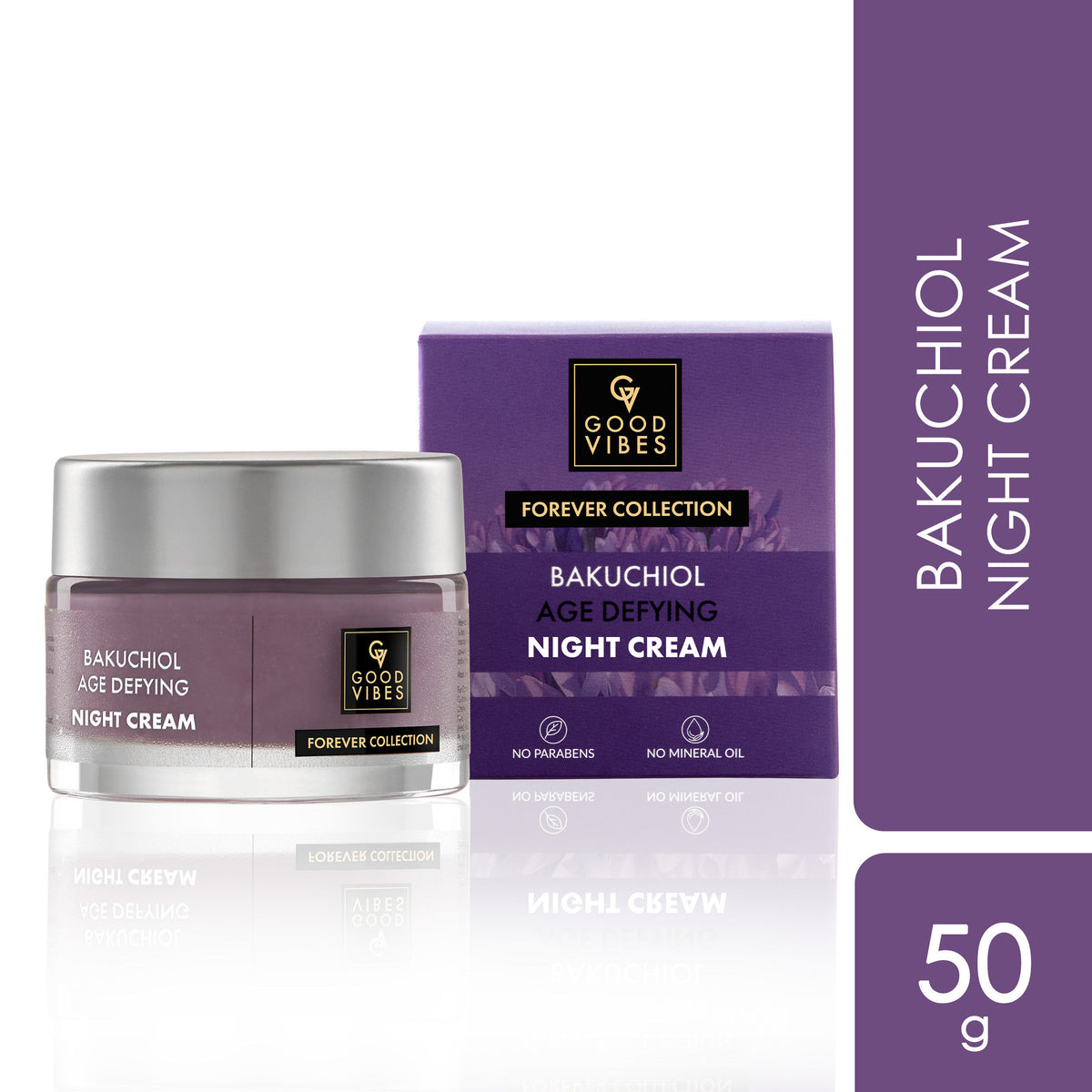 Good Vibes Bakuchiol Age Defying Night Cream |Natural Retinol, Anti-Aging, Wrinkle Control | No Parabens, No Mineral Oil, No Sulphates, No Animal Testing, Vegan (50 gm) - Good Vibes