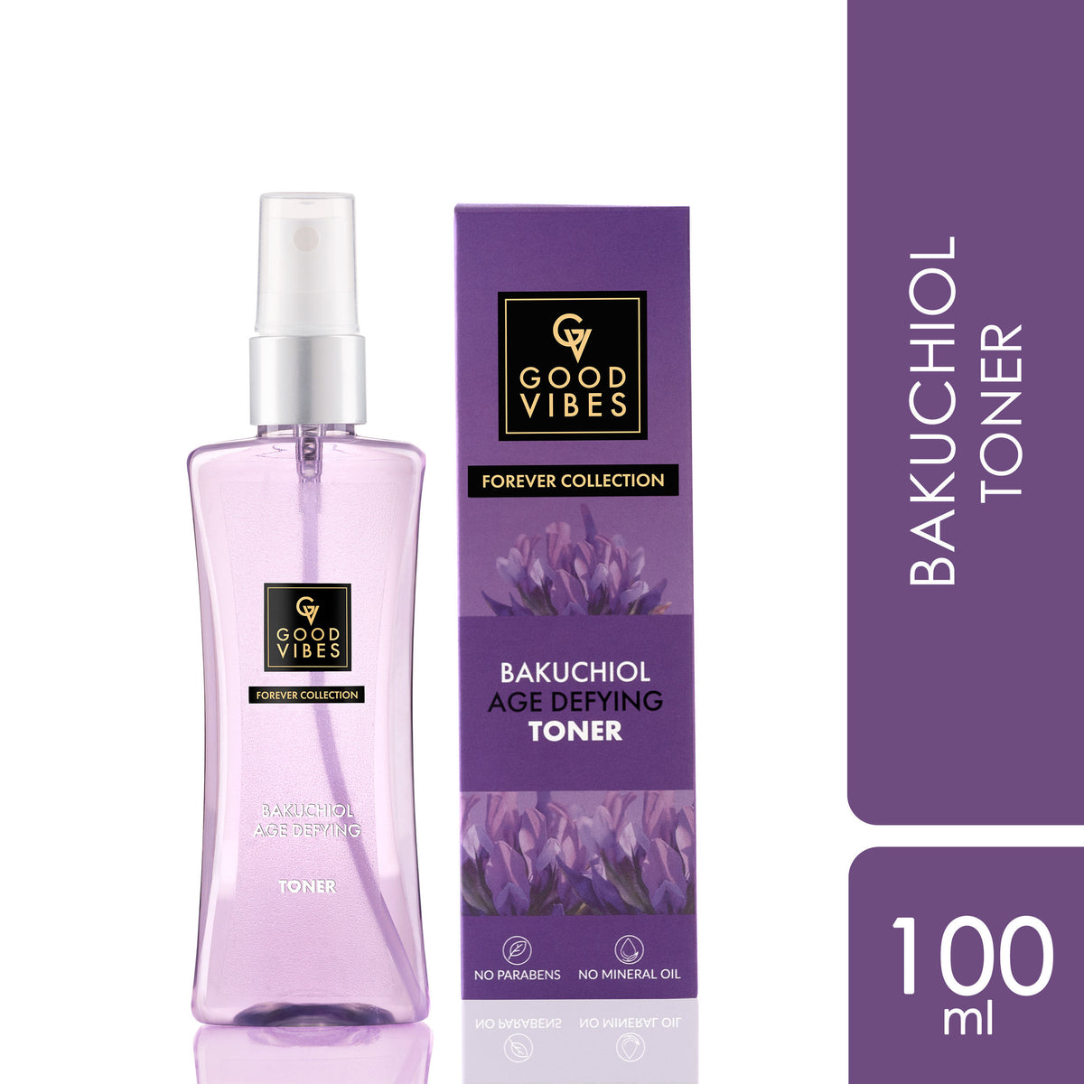 Good Vibes Bakuchiol Age Defying Toner | Forever Collection | Anti- Ageing, Skin tightening | Vegan, No Parabens, No Sulphates, No Mineral Oil, No Silicones, No Animal Testing (100 ml) - Good Vibes