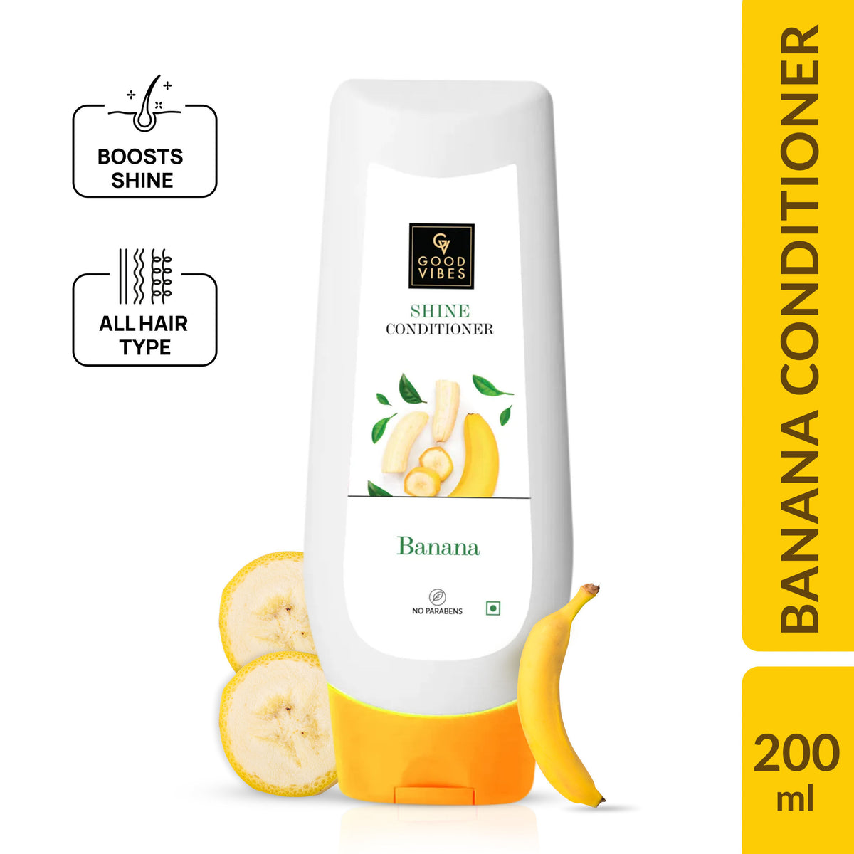 Good Vibes Banana Shine Conditioner | Conditioning, Hair Growth | No Parabens, No Animal Testing (200 ml) - Good Vibes