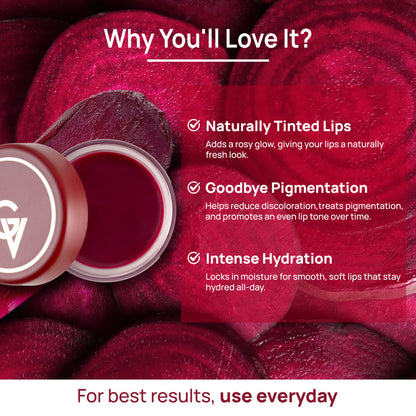Good Vibes Beetroot Plumping Lip Balm |New & Improved| SPF | Reduces Pigmentation, Perfectly Tinted Lips | Hydrating & Nourishing Care | With Sweet Almond & Olive Oils (5.5 gm) - Good Vibes image 3