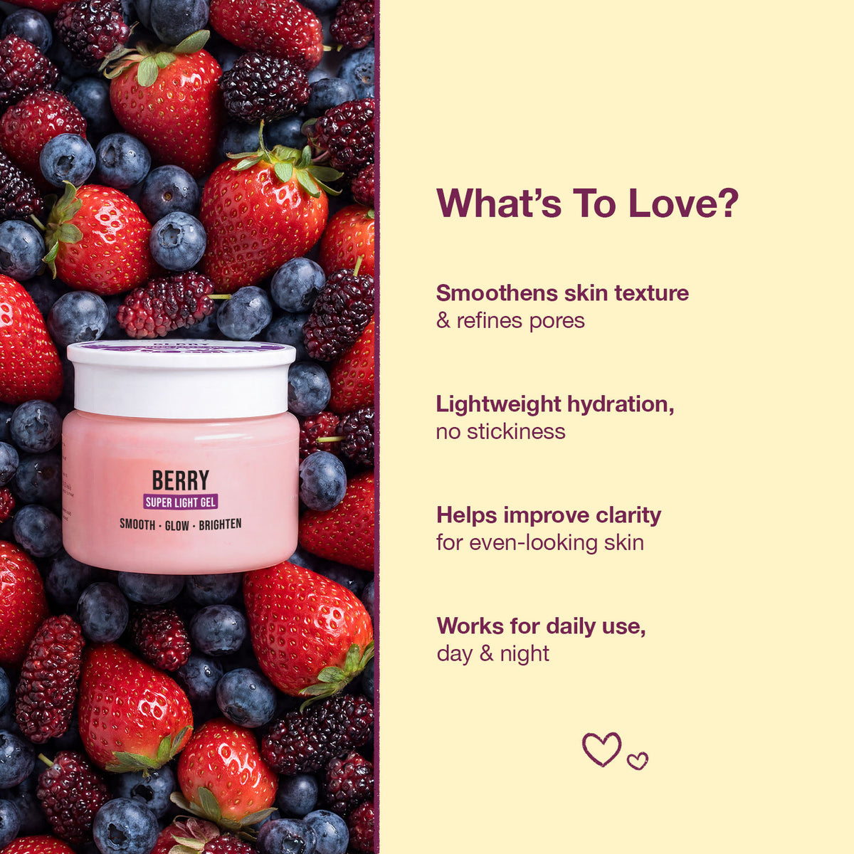 Good Vibes Berry Super Light Gel Moisturiser | 6% Hydration Complex + AHA + BHA | Oil-Free Gel Moisturise | Lightweight Hydration for Smooth & Even-Looking Skin | Non-Sticky & Fast-Absorbing | 120 gm - Good Vibes image 3