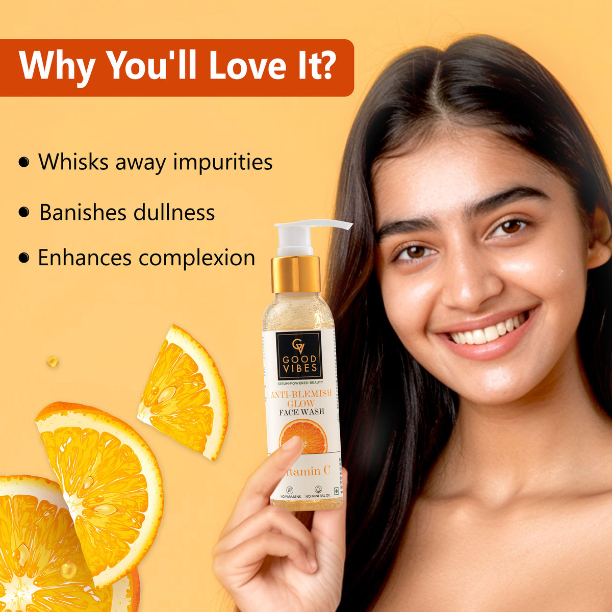 Good Vibes Blemish Free Skin Combo| Vitamin C Glow Face Wash (120 ml) + Rice Brightening Toner (120 ml) + Ubtan De-tan Glow Light Day Cream (50 g) | Depigmentation, Glow, Even Skin - Combo of 3 - Good Vibes image 3