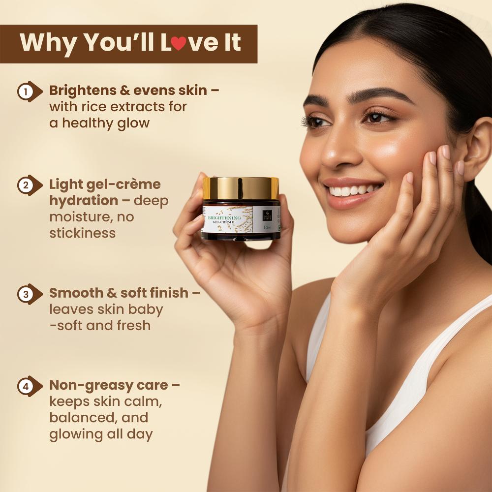Good Vibes Rice Brightening Gel Creme | Glass skin, Korean skin, Rice water (50 gm) - Good Vibes image 2