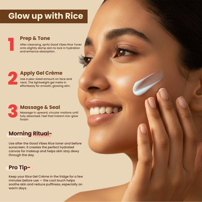 Good Vibes Rice Brightening Gel Creme | Glass skin, Korean skin, Rice water (50 gm) - Good Vibes image 4