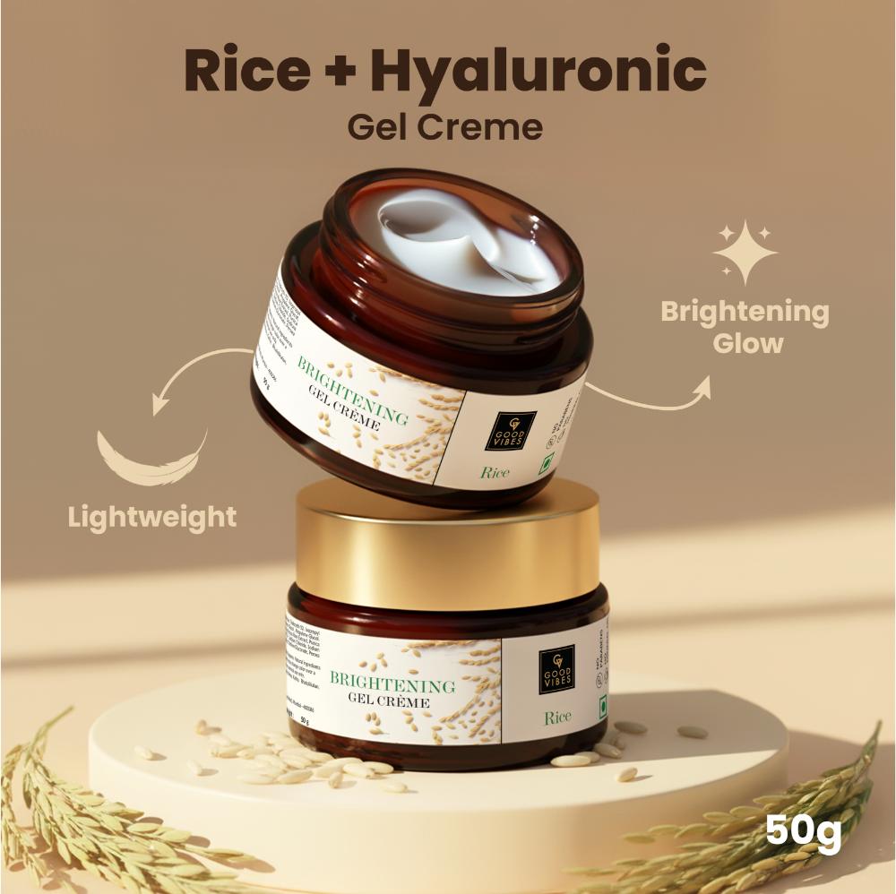 Good Vibes Rice Brightening Gel Creme | Glass skin, Korean skin, Rice water (50 gm) - Good Vibes