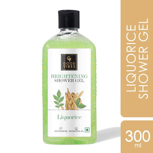 Good Vibes Liquorice Brightening Shower Gel|With Vitamin B3 (Niacinamide) & Rosemary Leaf Oil | Lightening Antioxidant | Vegan No Parabens No Mineral Oil Certified Fragrance No Animal Testing (300 ml) - Good Vibes