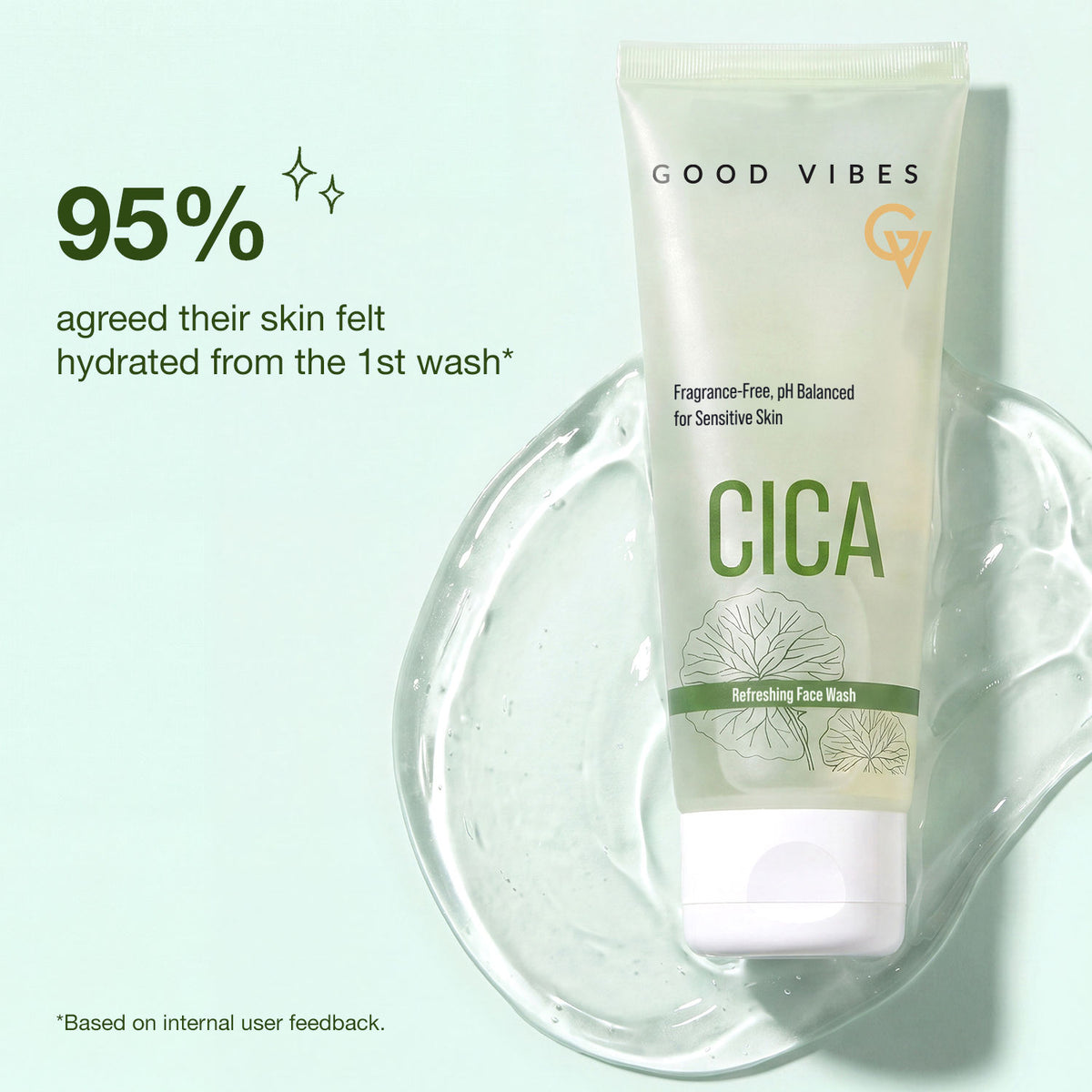 Good Vibes Cica Refreshing Face Wash | Infused with Cica & Pro-Vitamin B5 | pH-Balanced, Non-Drying Gel Formula | Helps Maintain Moisture Barrier | Fragrance -Free | Ideal for Normal to Dry & Sensitive Skin | 100 ml - Good Vibes image 4