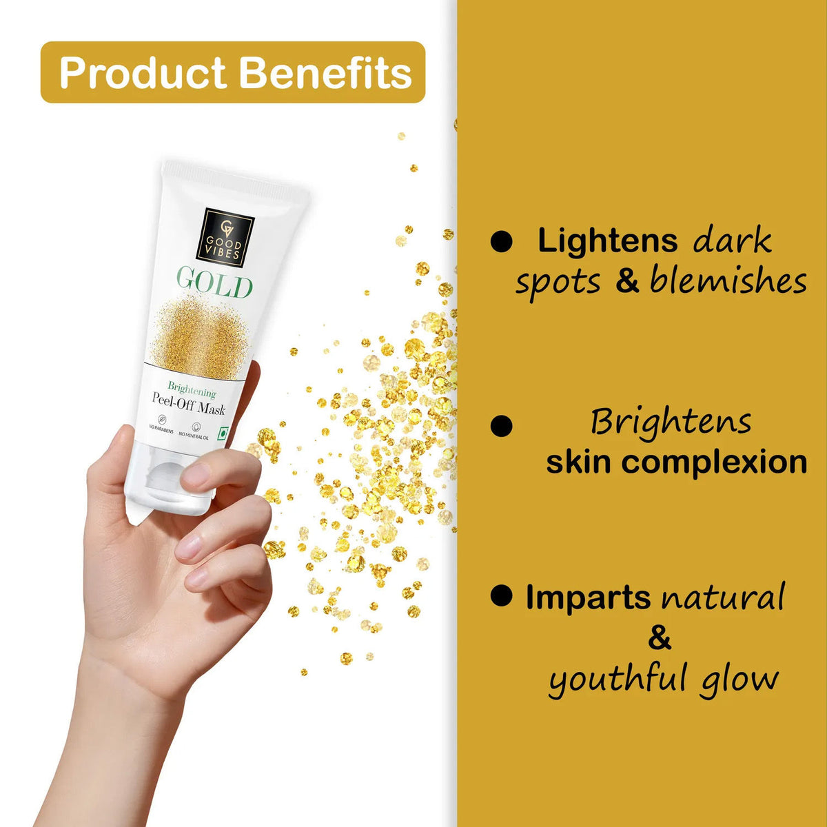 Good Vibes Combo Ubtan Insta Glow Powder + Gold Brightening Peel Off Mask (150/50 gm) - Good Vibes image 3