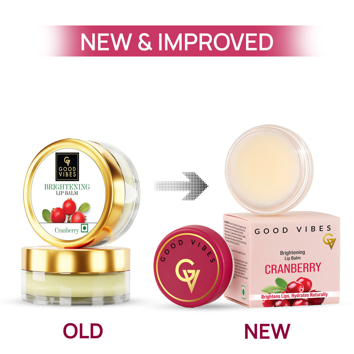 Good Vibes Cranberry Brightening Lip Balm | New & Improved| Ideal for Chapped & Pigmented lips | Brightens lips (5.5 gm) - Good Vibes image 2