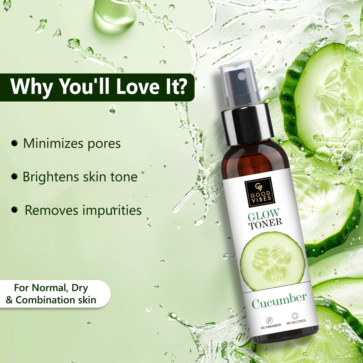 Good Vibes Cucumber Glow Toner (120 ml) - Good Vibes image 3