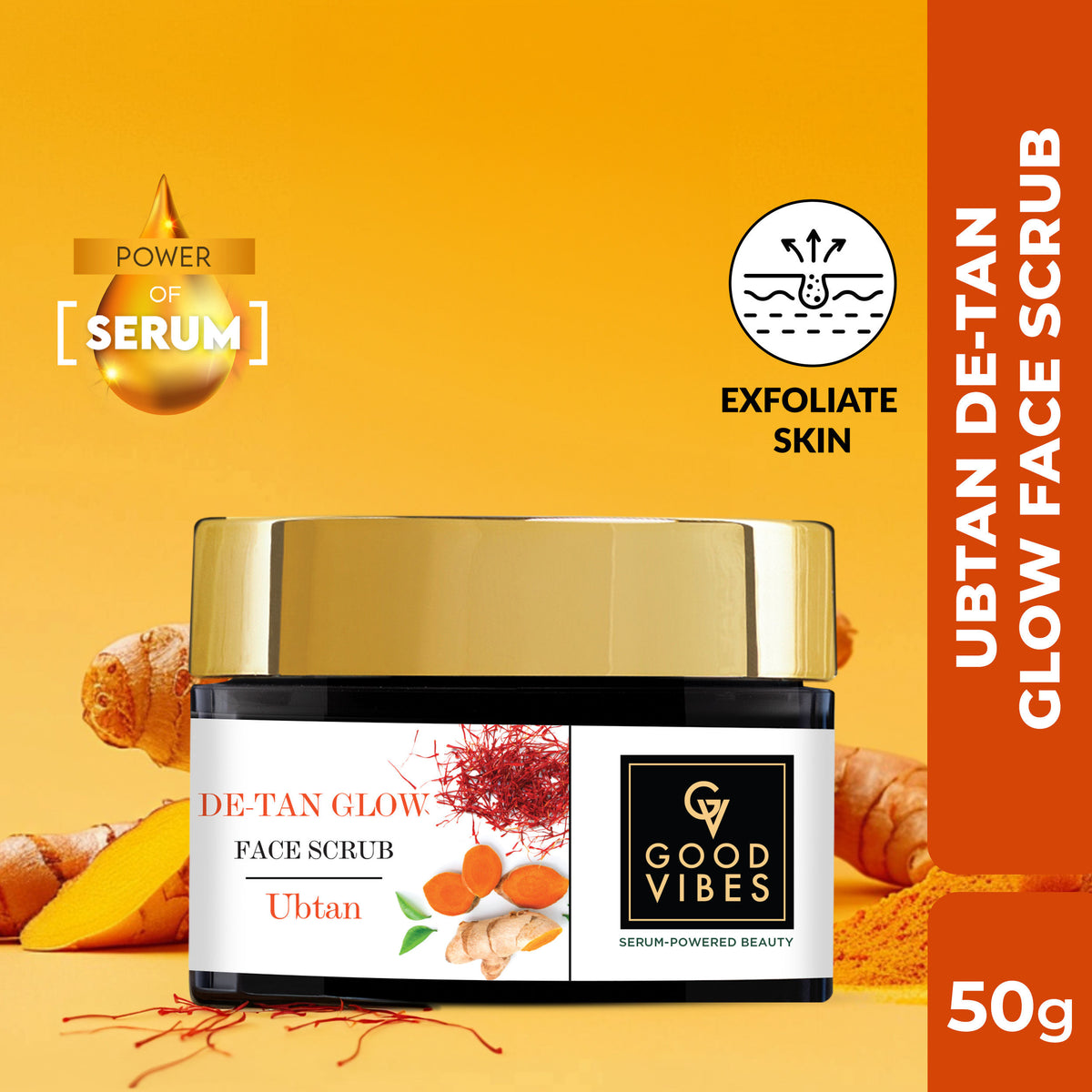 Good Vibes De-Tan Glow Face Scrub- Ubtan with Power Of Serum (50 gm) - Good Vibes