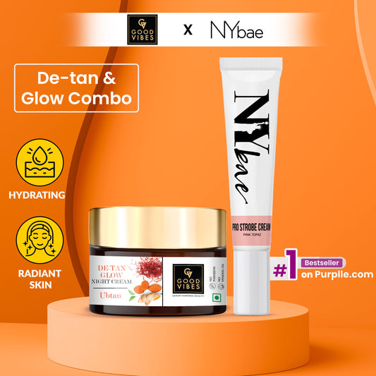 Good Vibes x NY Bae (De-Tan Glow Night Cream Ubtan with Power of Serum (50 gm) x NY Bae PRO Strobe Cream Pink Topaz (12 gm) Combo.) - Good Vibes