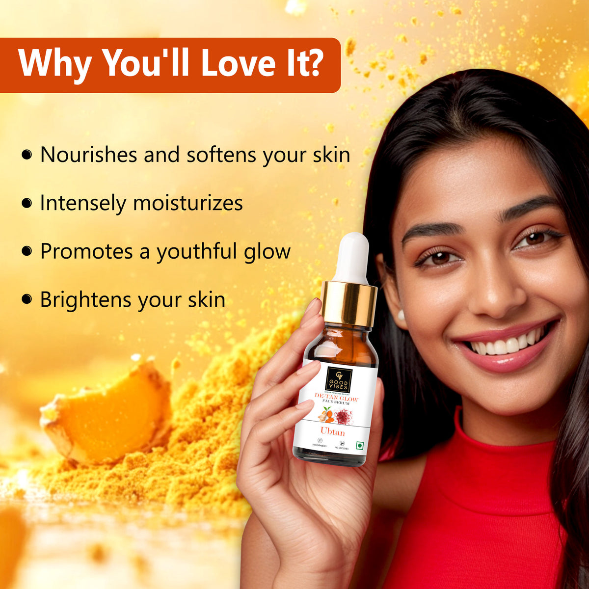 Good Vibes De-Tan Glow Ubtan Face Serum (15ml) - Good Vibes image 3