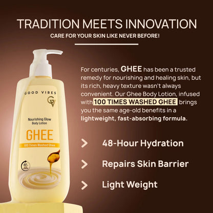 Good Vibes Double the Goodness: Ghee Lip Balm & Body Lotion | For Soft, Nourished Skin (Combo of 2) - Good Vibes image 3
