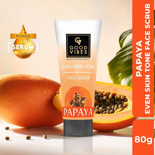 Good Vibes Even Skin Tone Papaya Face Scrub | Exfoliating, Pore Cleansing (80 gm) - Good Vibes