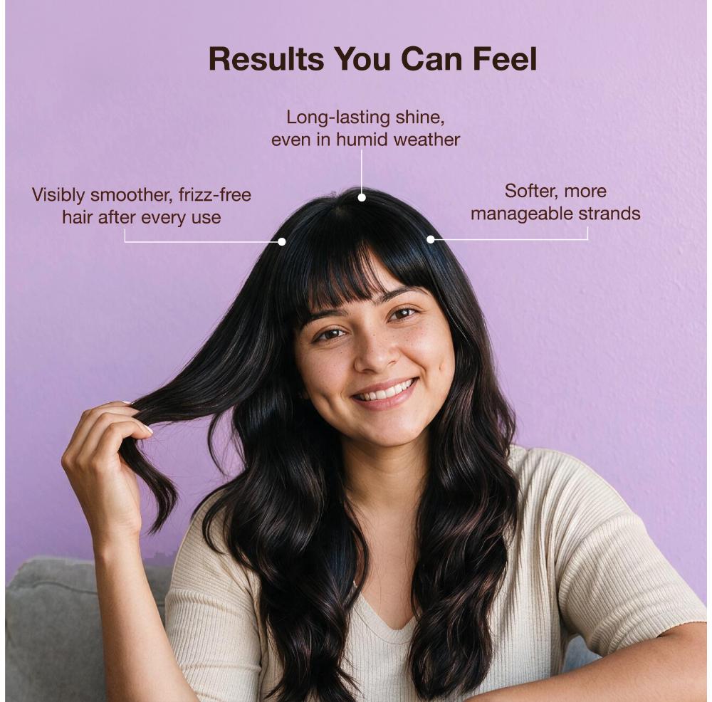Good Vibes Flaxseed Anti-Frizz Hair Serum | Powered by Flaxseed & Hydrolysed Keratin | Boosts Shine & Smoothness | Deeply Nourishes Dry Hair | Lightweight & Non- Greasy Formula | Provides a Glossy, Salon-Like Finish | 50 ml - Good Vibes image 5
