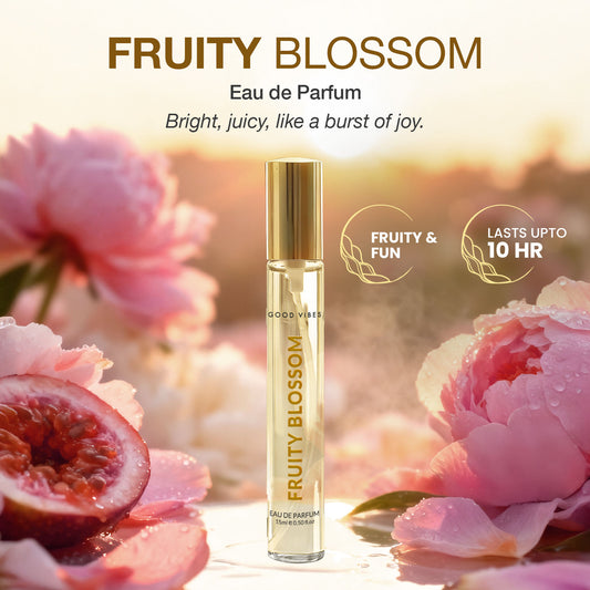 Good Vibes Fruity Blossom Eau de Parfum – Passionfruit & Peony | Fruity Floral Perfume | Fresh, Playful & Uplifting Scent | Long-Lasting up to 10 Hours | Travel-Friendly Pocket Perfume for Women & Girls – 15 ml - Good Vibes