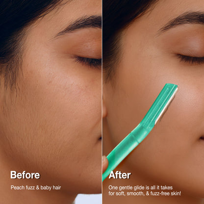 Good Vibes Glow Wand Facial Razor Pack of 4 for Women | Instant & Painless Hair Removal | Shaving for Upper Lip, Chin, Sideburns & Eyebrows | Smooth, Hair-Free Skin | Dermaplaning & Exfoliation | Gentle & Slip-Proof | Suitable for Sensitive Skin - Good Vibes image 2