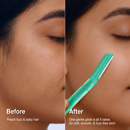 Good Vibes Glow Wand Facial Razor Pack of 4 for Women | Instant & Painless Hair Removal | Shaving for Upper Lip, Chin, Sideburns & Eyebrows | Smooth, Hair-Free Skin | Dermaplaning & Exfoliation | Gentle & Slip-Proof | Suitable for Sensitive Skin - Good Vibes image 2