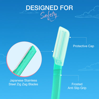 Good Vibes Glow Wand Facial Razor Pack of 4 for Women | Instant & Painless Hair Removal | Shaving for Upper Lip, Chin, Sideburns & Eyebrows | Smooth, Hair-Free Skin | Dermaplaning & Exfoliation | Gentle & Slip-Proof | Suitable for Sensitive Skin - Good Vibes image 3
