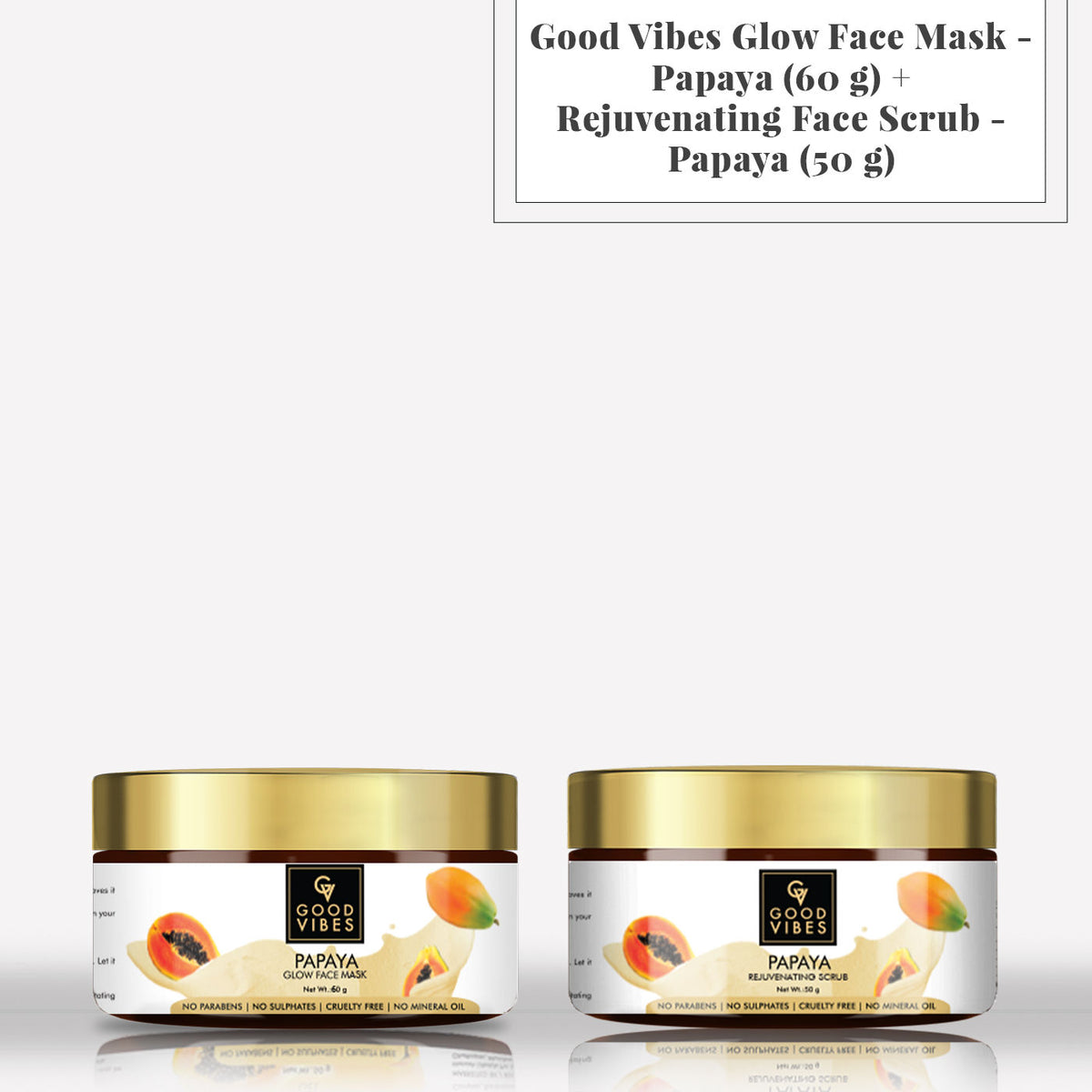 Good Vibes Glow Face Mask - Papaya (60 gm) + Rejuvenating Face Scrub - Papaya (50 gm) - Good Vibes