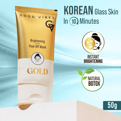 Good Vibes New & Improved Gold Brightening Peel Off Mask with Instant Brightening Instant Firming and Natural Botox Effect (50 gm) - Good Vibes