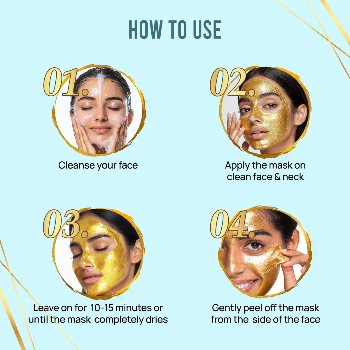 Good Vibes New & Improved Gold Brightening Peel Off Mask with Instant Brightening Instant Firming and Natural Botox Effect (50 gm) - Good Vibes image 4