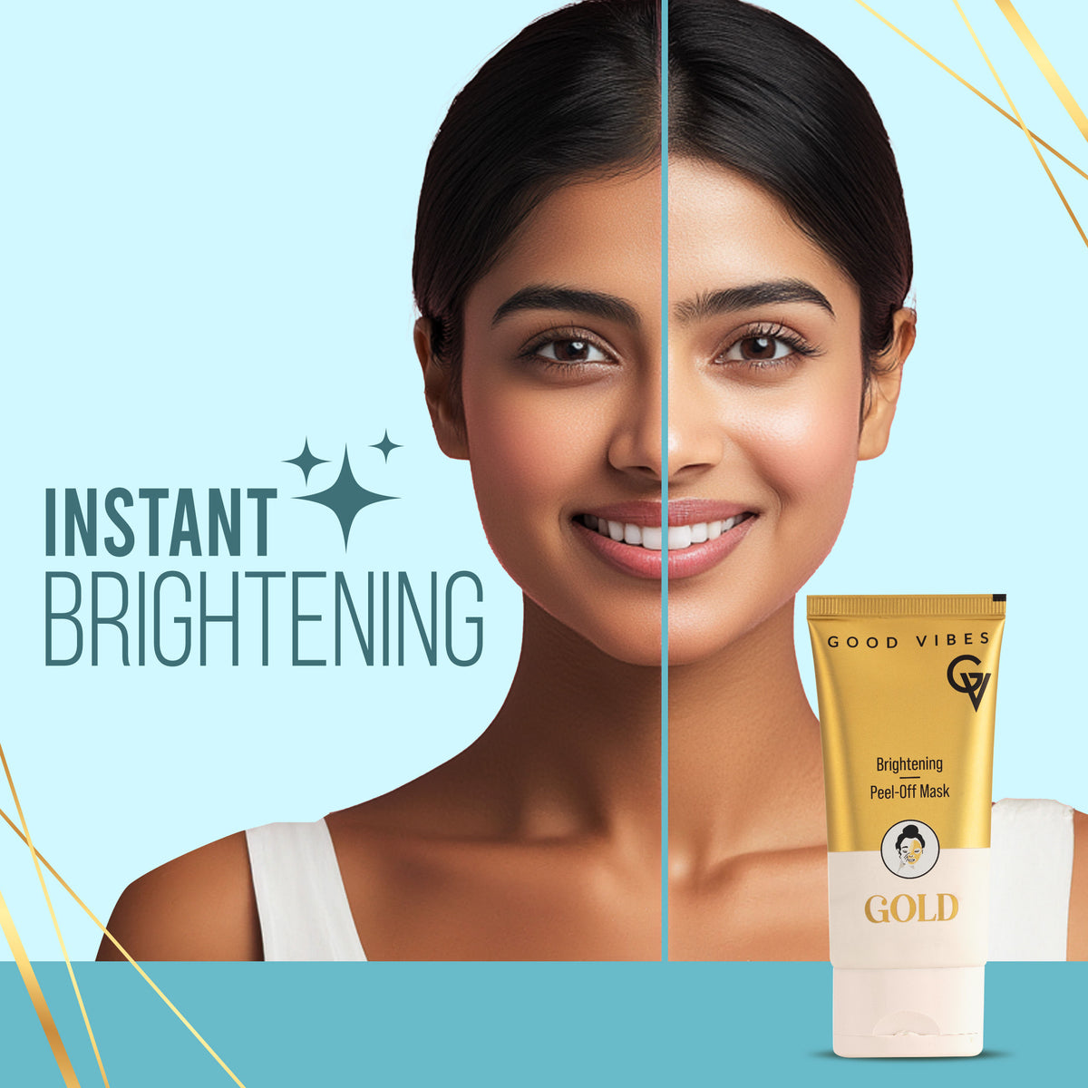 Good Vibes New & Improved Gold Brightening Peel Off Mask with Instant Brightening Instant Firming and Natural Botox Effect (50 gm) - Good Vibes image 5