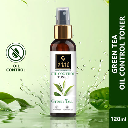 Good Vibes Green Tea Oil Control Toner with Power of Serum | Reduces irritation and redness (120 ml) - Good Vibes