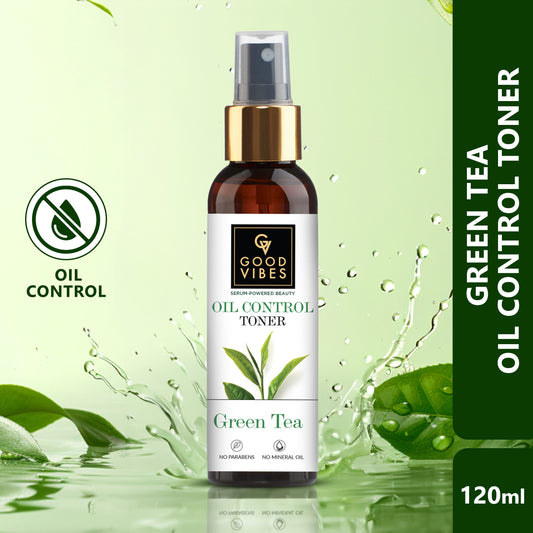 Good Vibes Green Tea Oil Control Toner with Power of Serum | Reduces irritation and redness (120 ml) - Good Vibes