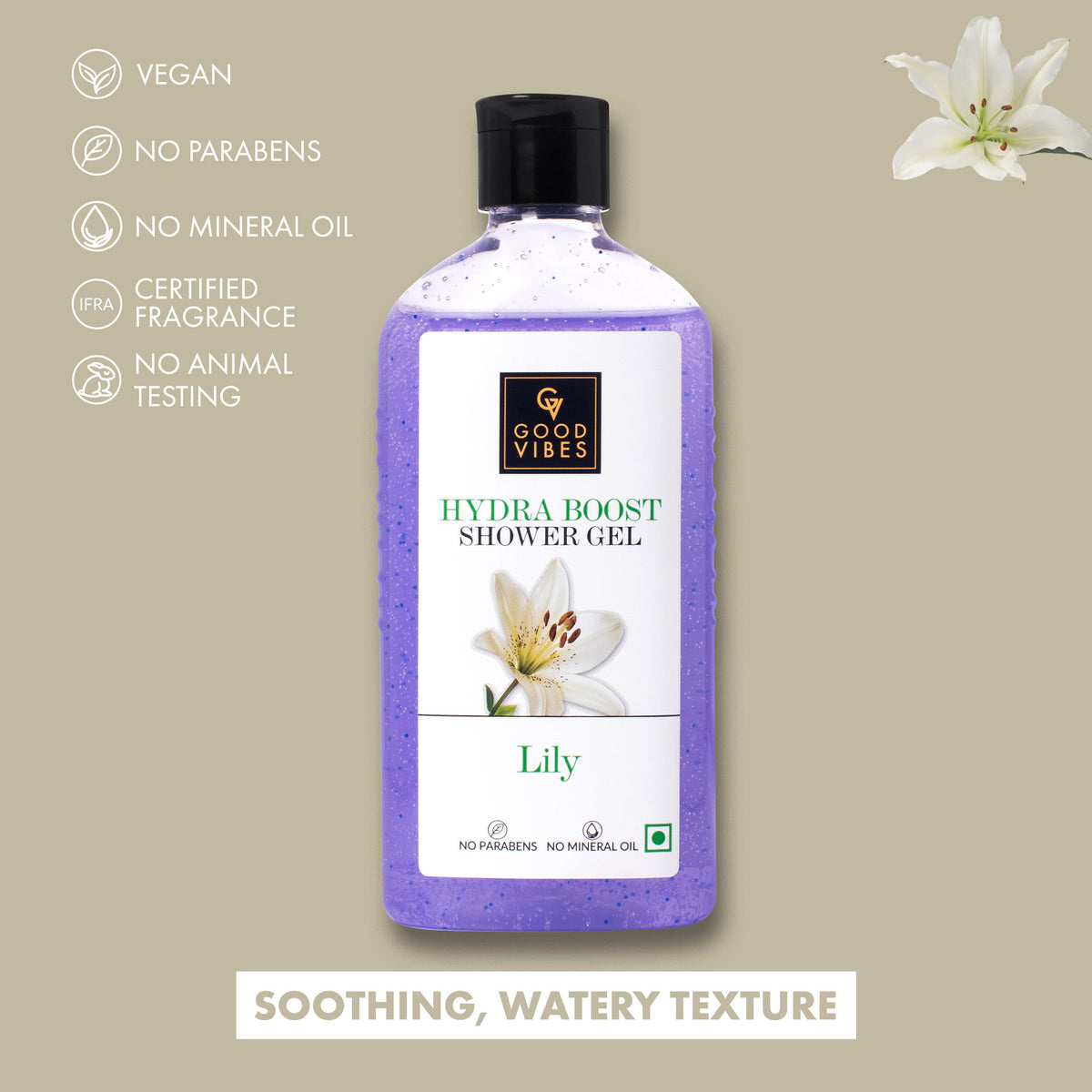Good Vibes Lily Hydra Boost Shower Gel | (Body Wash) Cleansing, Purifying, Moisturizing (300 ml) - Good Vibes image 4