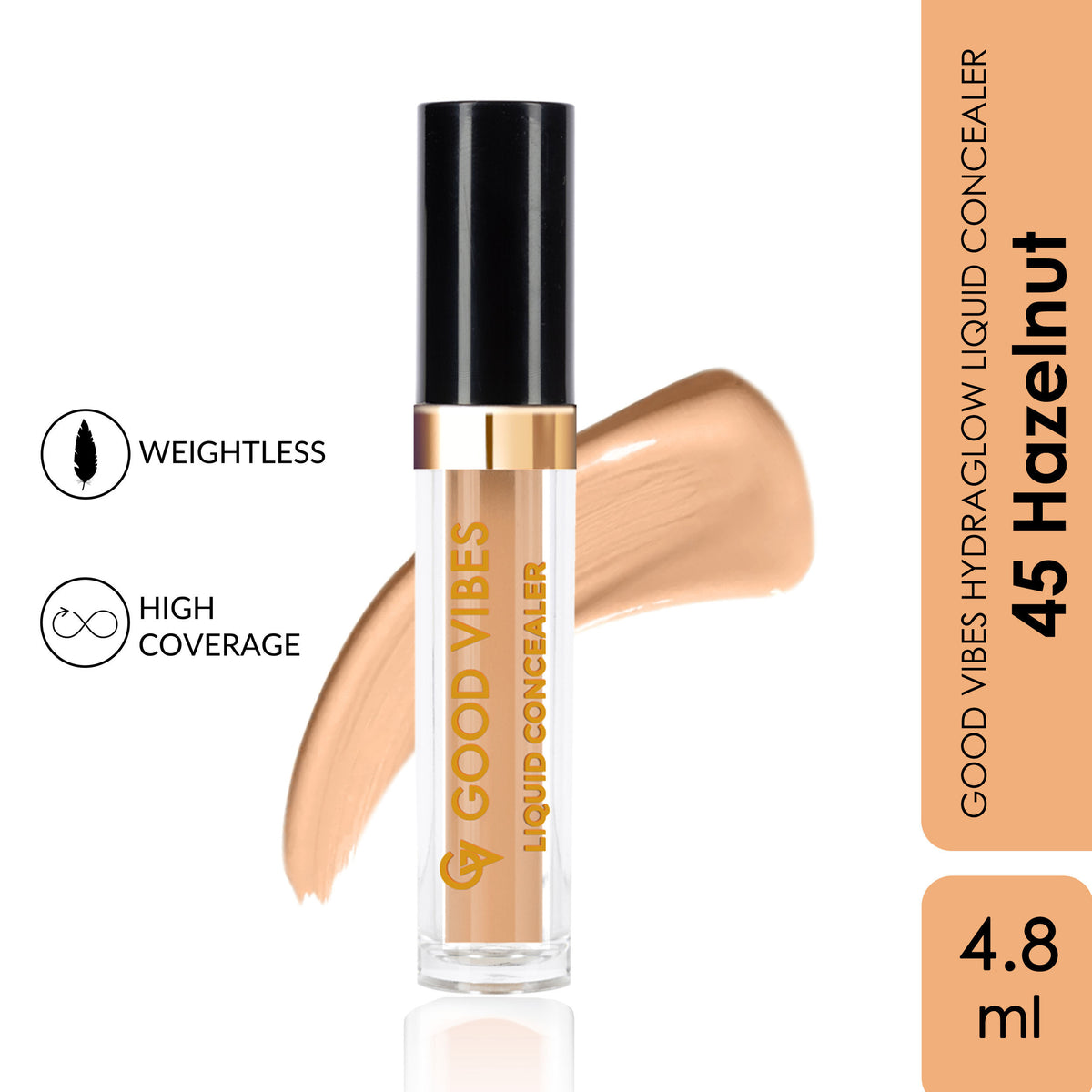 Good Vibes HydraGlow Liquid Concealer- Hazelnut 45 (4.8 ml) - Good Vibes
