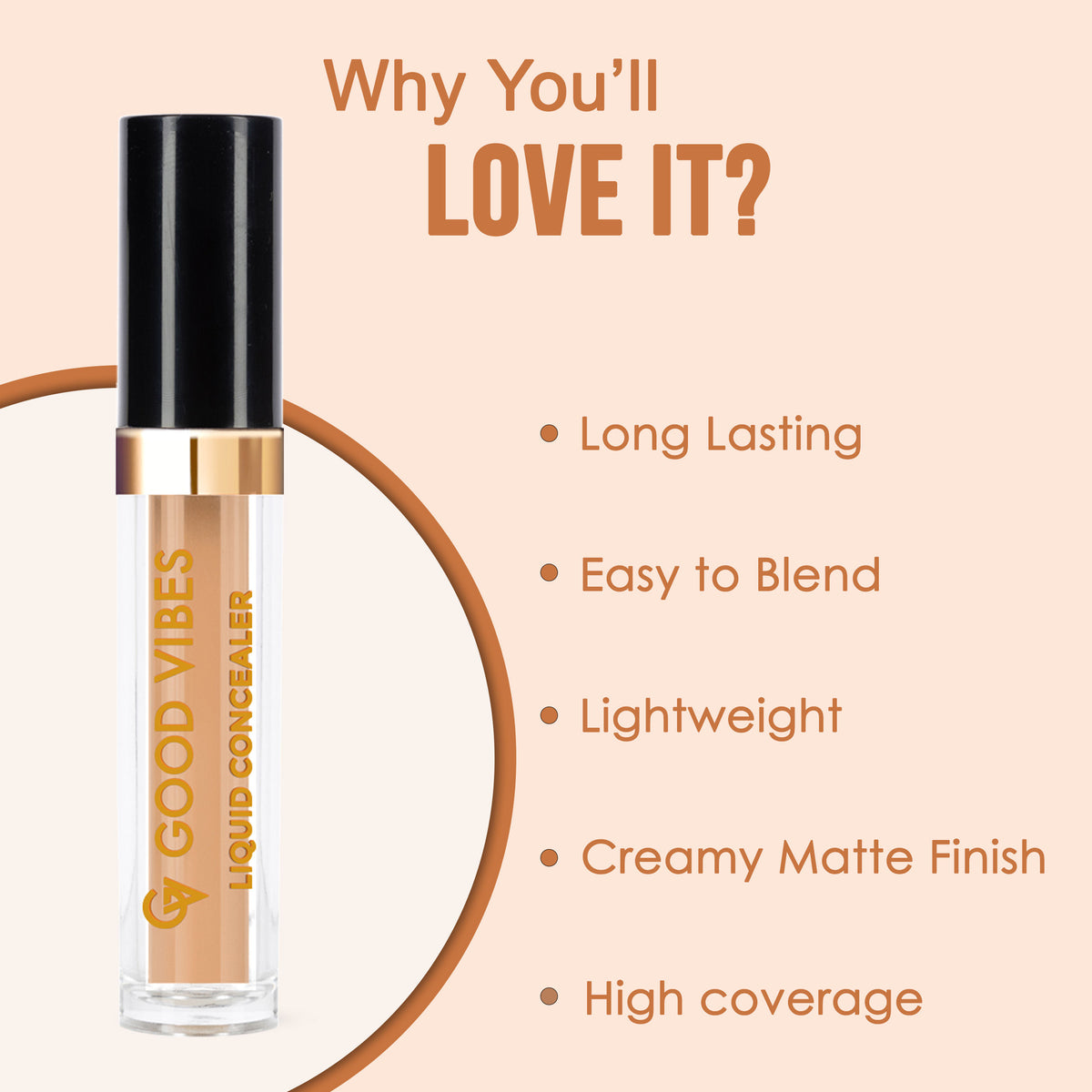 Good Vibes HydraGlow Liquid Concealer- Hazelnut 45 (4.8 ml) - Good Vibes image 4