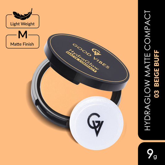 Good Vibes HydraGlow Matte Compact- Beige Buff 03 (9 gm) - Good Vibes