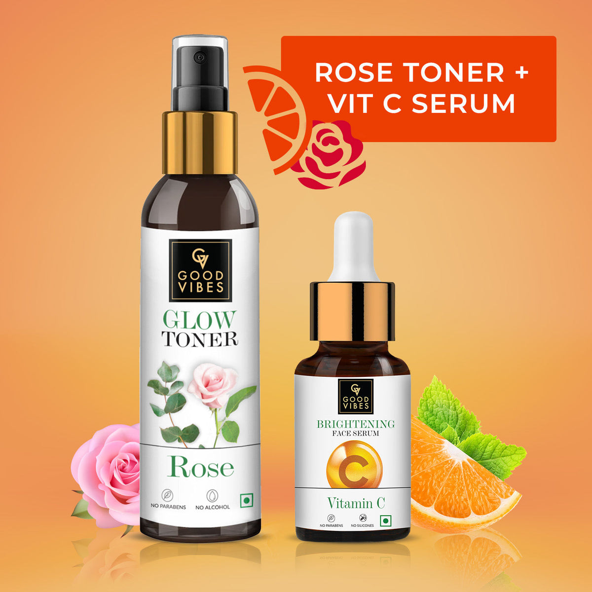 Good Vibes Hydrating Duo Rose Toner & Vit C Serum Combo of 2 - Good Vibes