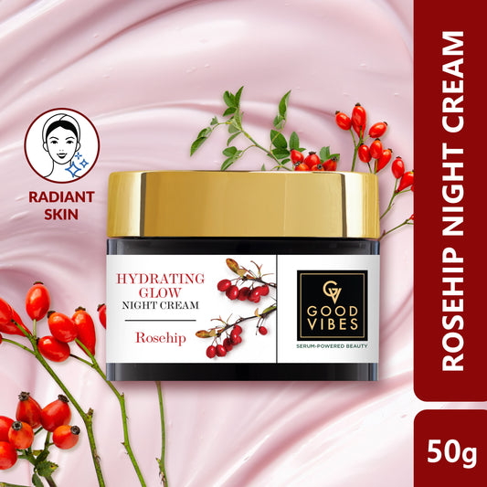 Good Vibes Rosehip Hydrating glow night cream | Nourshing, Skin renewing, Sleep treatment (50 gm) - Good Vibes