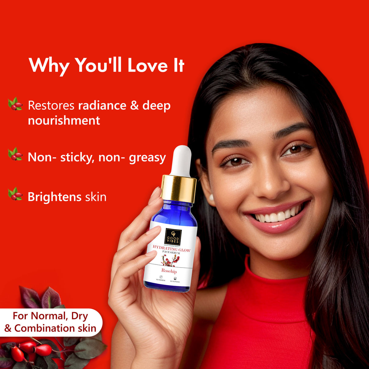 Good Vibes Hydrating Night Care Routine | Papaya Brightening Face Wash (120 ml) + Rosehip Hydrating Glow Face Serum (10 ml) + Ubtan De-Tan Glow Night Cream (50 gm) - Good Vibes image 4