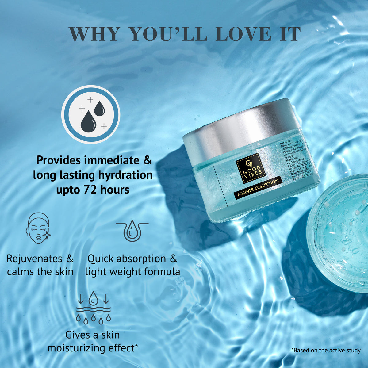 Good Vibes Aqua & Sea Mineral Hydration Booster Face Gel | Forever Collection | Intense Hydration, 8X Hydra Booster, Provides Moisture | Vegan, No Parabens, No Sulphates, No Mineral Oil, No Silicones, No Animal Testing (50 gm) - Good Vibes image 2