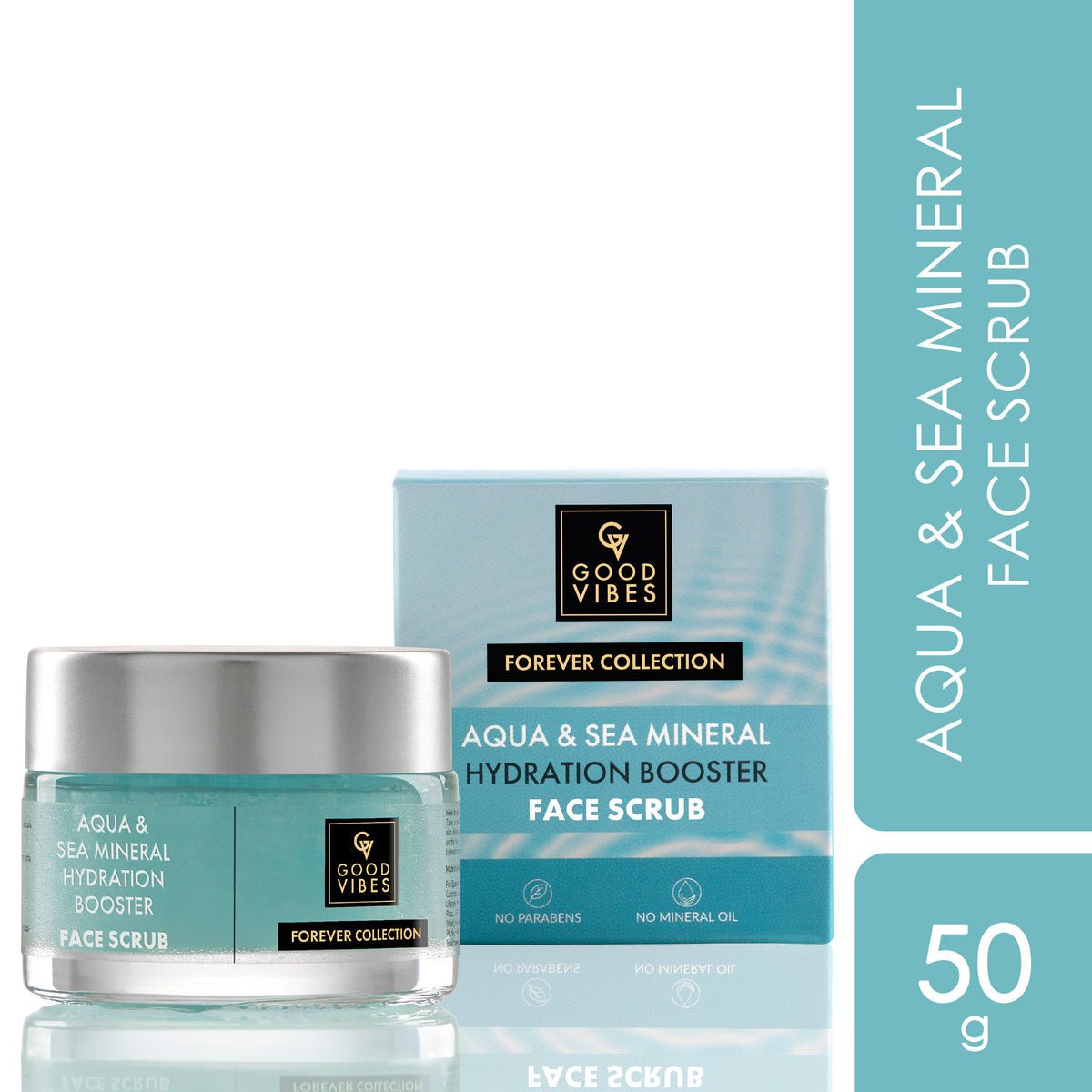 Good Vibes Aqua & Sea Mineral Hydration Booster Face Scrub | Forever Collection | Suitable For All Skin Types | 4X Hydra Booster, Removes Blackheads | Vegan, No Parabens, No Sulphates, No Mineral Oil, No Silicones, No Animal Testing (50 gm) - Good Vibes