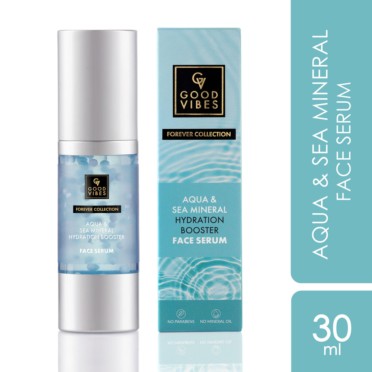 Good Vibes Aqua & Sea Mineral Hydration Booster Face Serum | Forever Collection | Protects From Pollution, Provides Hydration | Vegan, No Parabens, No Sulphates, No Mineral Oil, No Silicones, No Animal Testing (30 ml) - Good Vibes